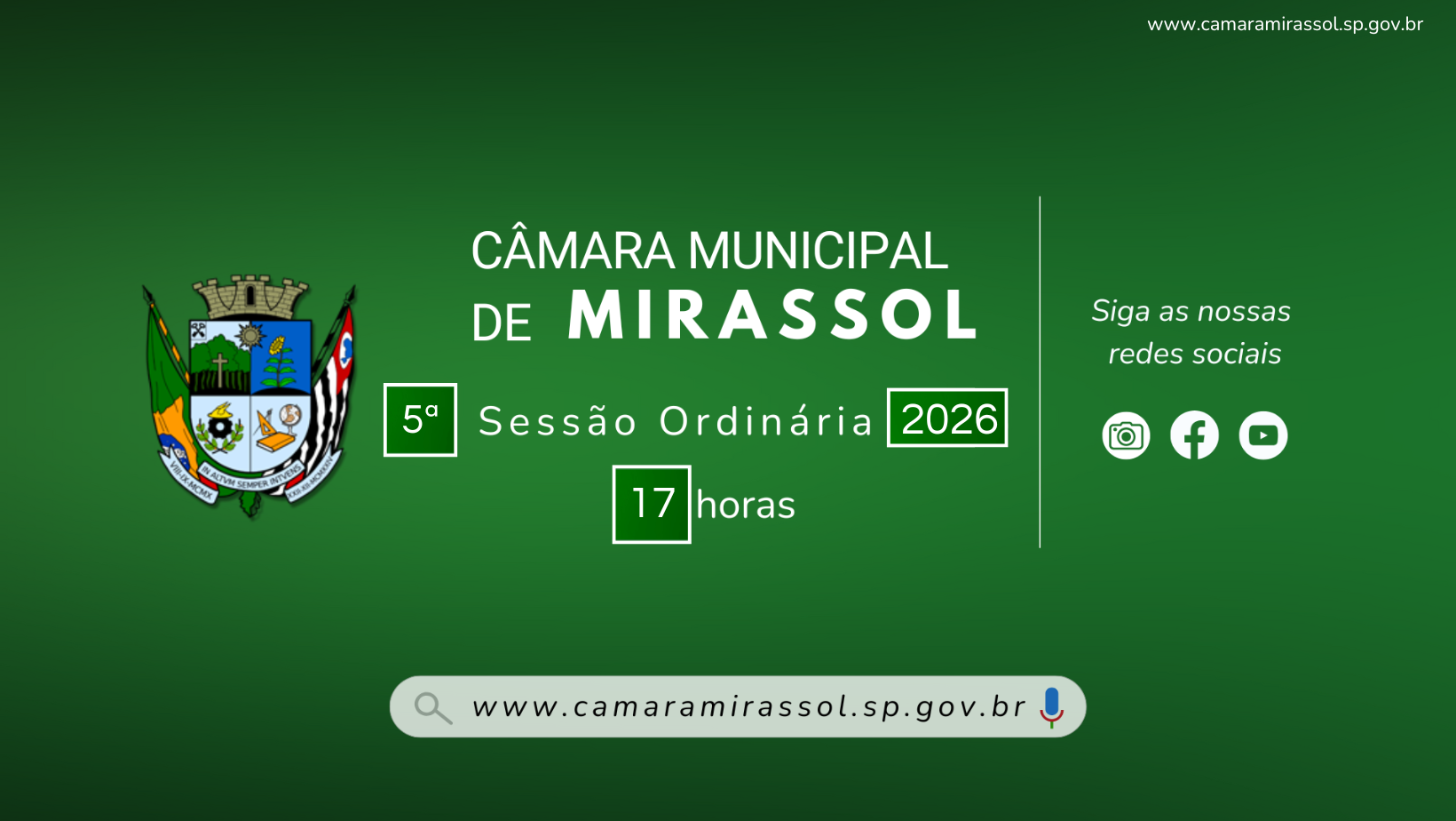 Pauta da 5ª Sessão Ordinária 2026 está disponível